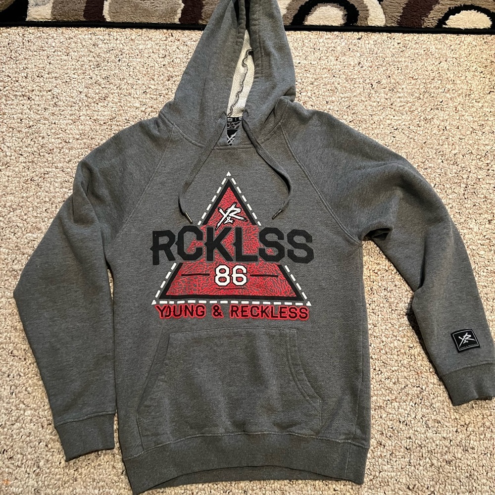 Mens Young & Reckless hoody size small